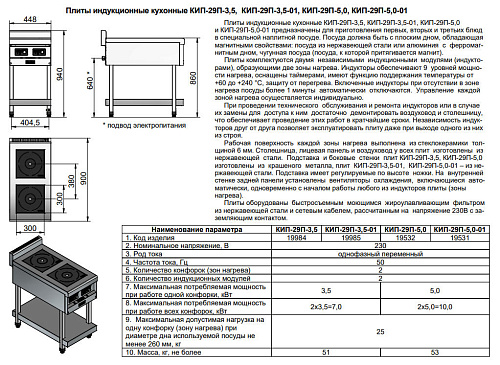 Плита промышленная индукционная Abat КИП-29П-5,0-01 Плита промышленная индукционная Abat КИП-29П-5,0-01